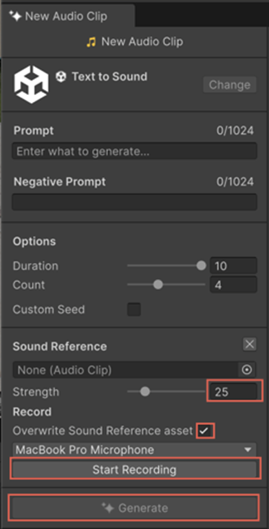 AI sound generator window